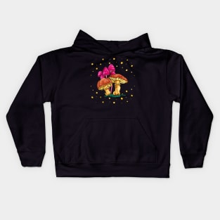 Hot pink mushrooms and boletus, colorful fungi Kids Hoodie